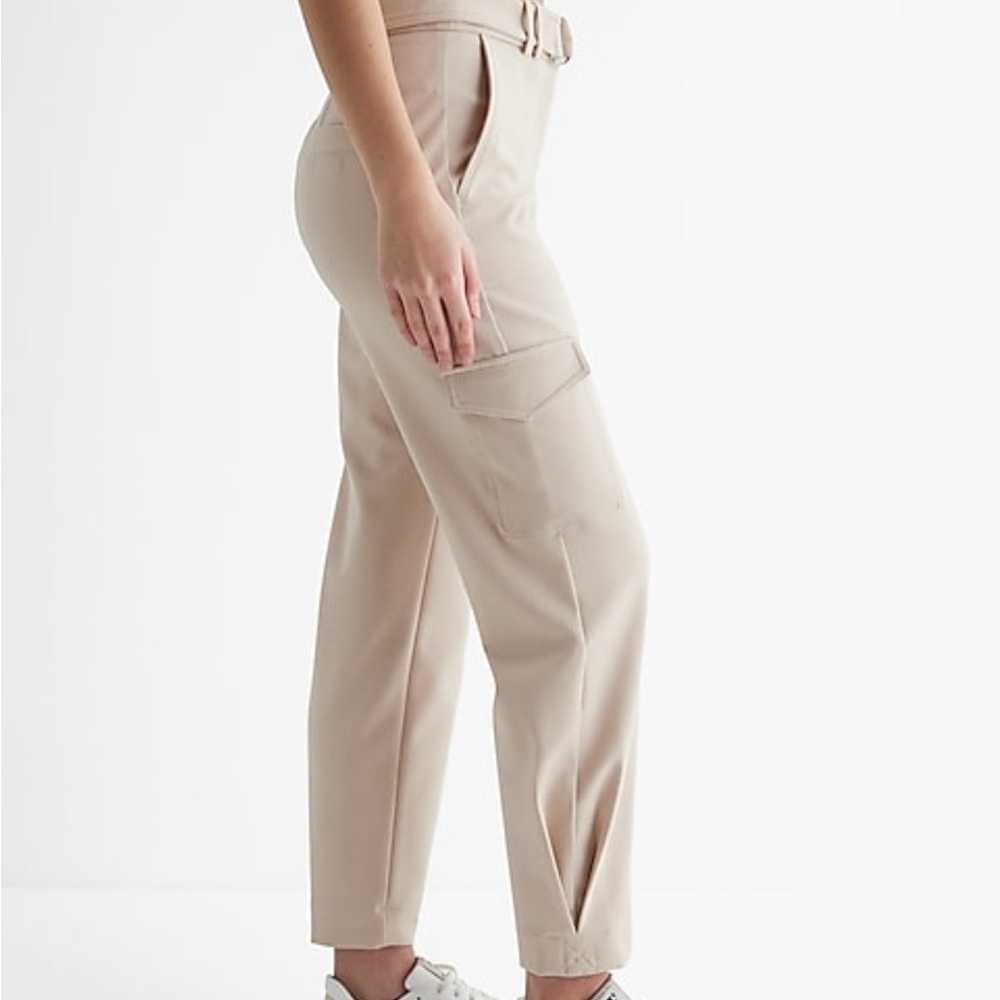 Express Beige Ankle Cargo Pants - Picture 4 of 9